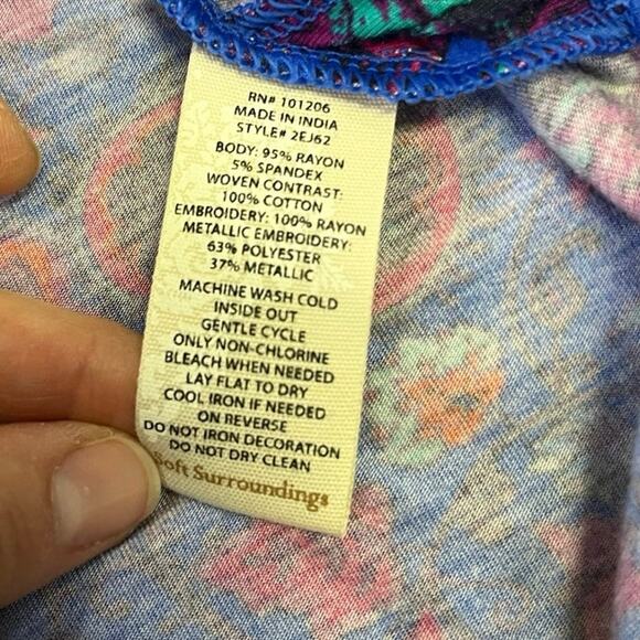 Soft Surroundings Tamuri‎ Tunic, Women's XS Beaded Vibrant Hippie Boho Fun - Picture 7 of 13